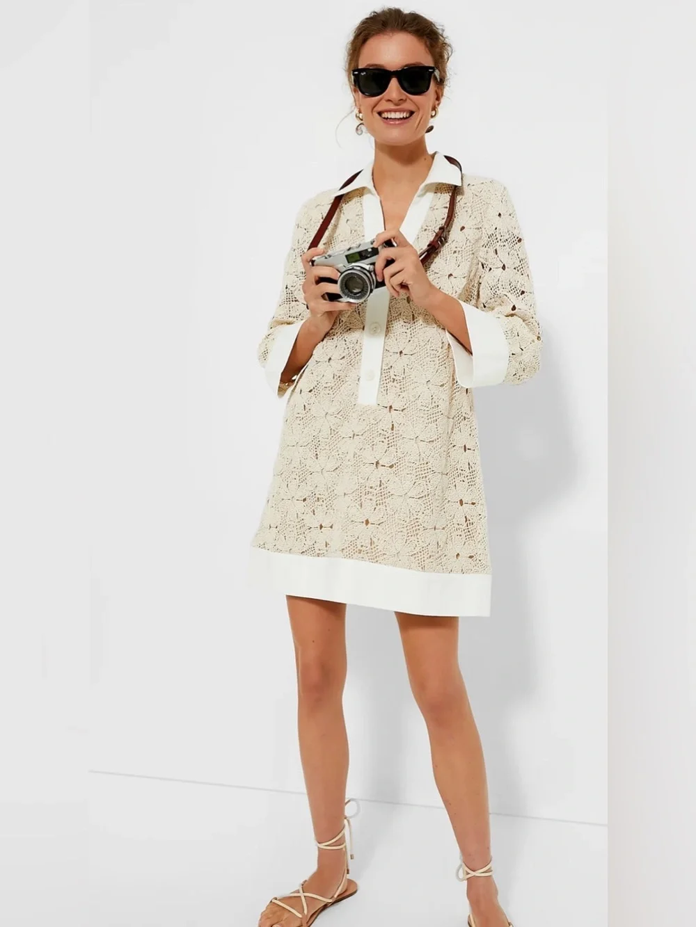 Tuckernuck Cream Crochet Shirt-Tunic Coverup - Picture 7 of 11